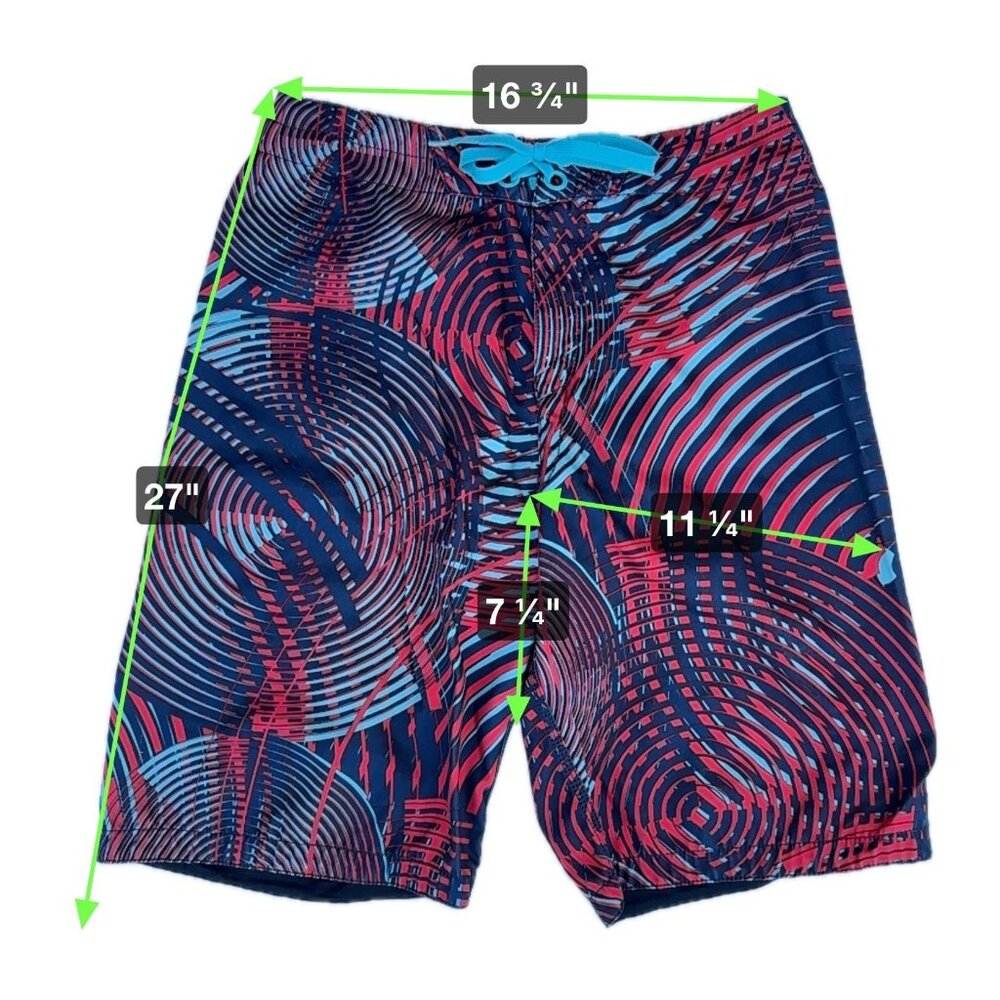 Oakley Mens Sz 33 Multi Colored Geometric Pattern Swim Beach Pool Board Shorts - Picture 2 of 9
